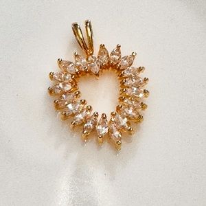 Vintage Gold over 925 Silver & White Sapphire Heart Pendant